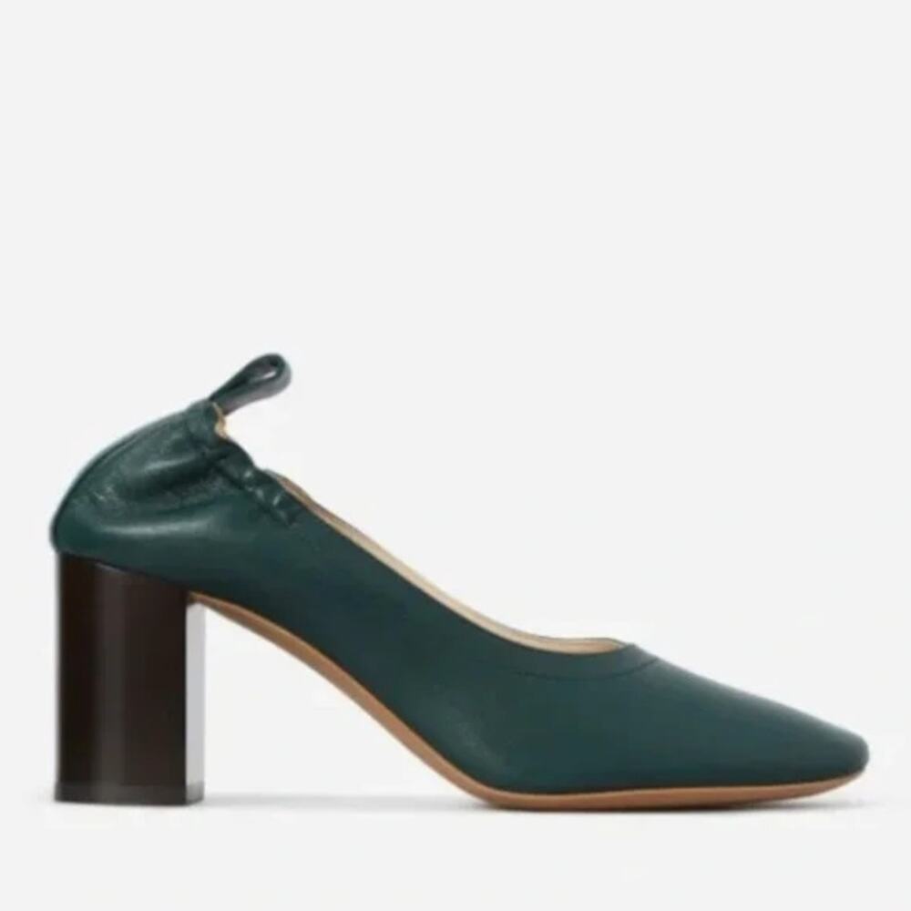 Everlane The Day high heels block heel soft green leather sz 10 SH242